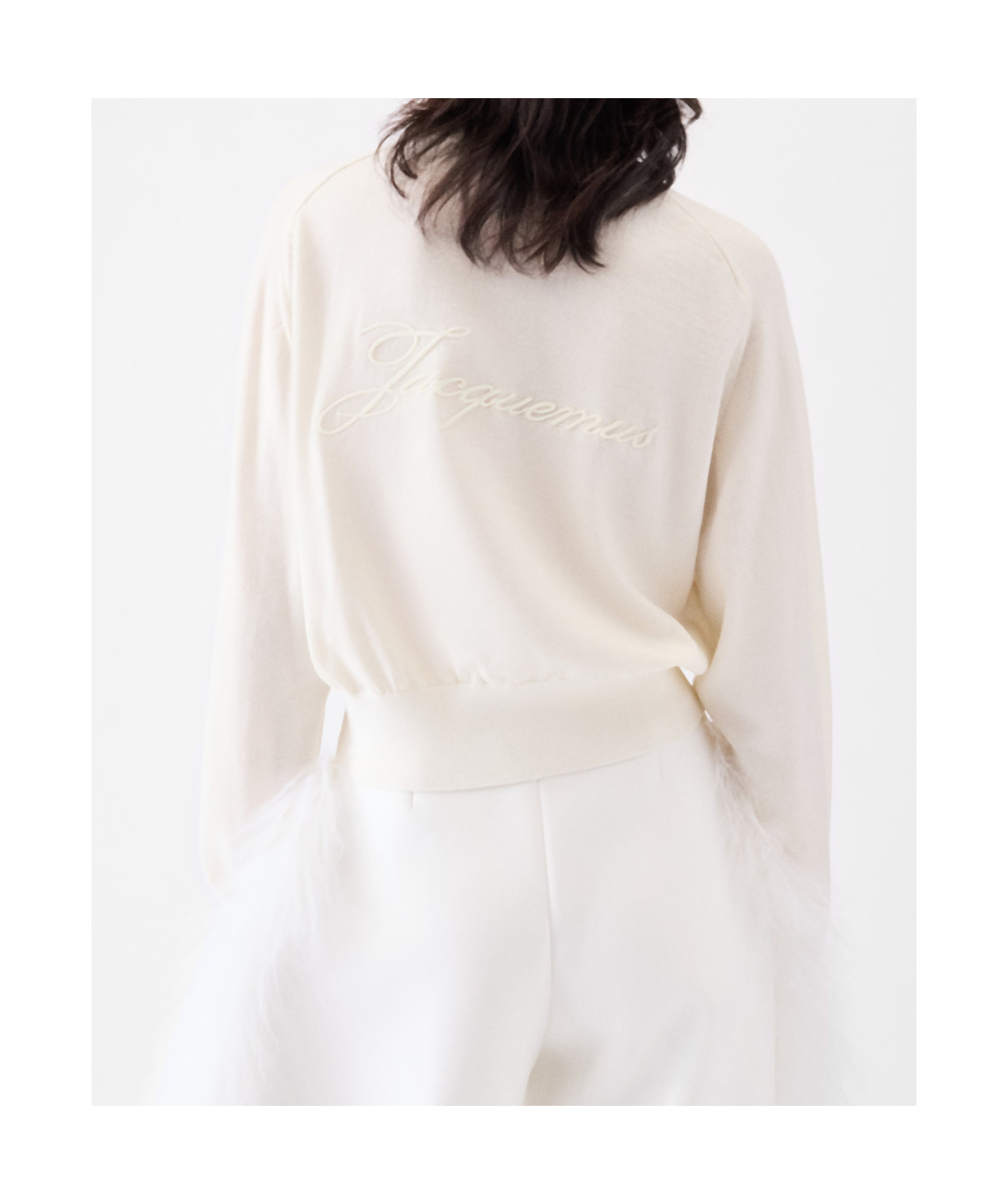 Jacquemus The Embroidered Cropped Sweater In White