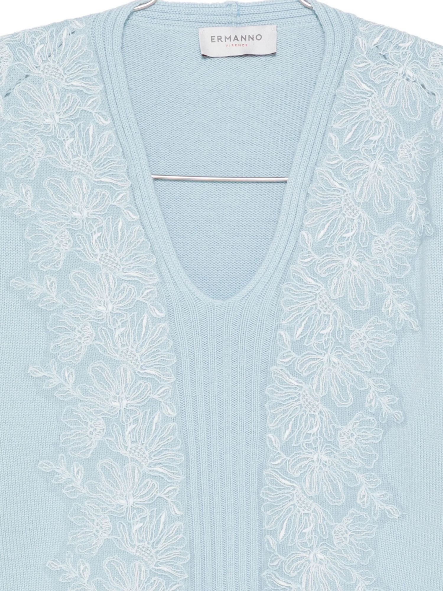Ermanno Firenze V-neck Long-sleeved Sweater In White