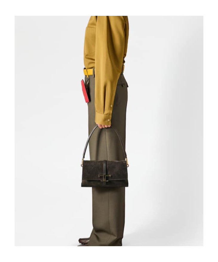 Tod's Mini T Timeless Suede Shoulder Bag In Brown