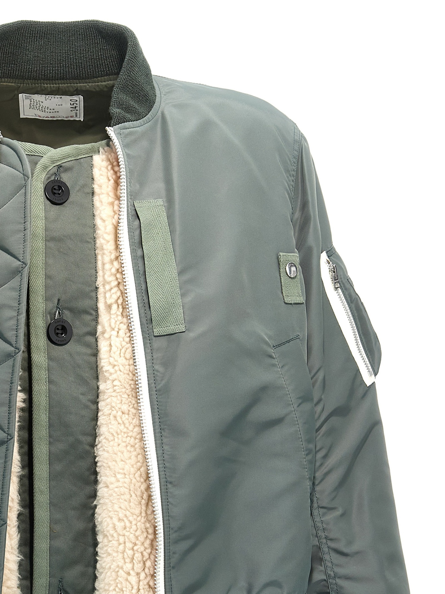 Sacai Layered Hybrid Bomber Jacket In Gray
