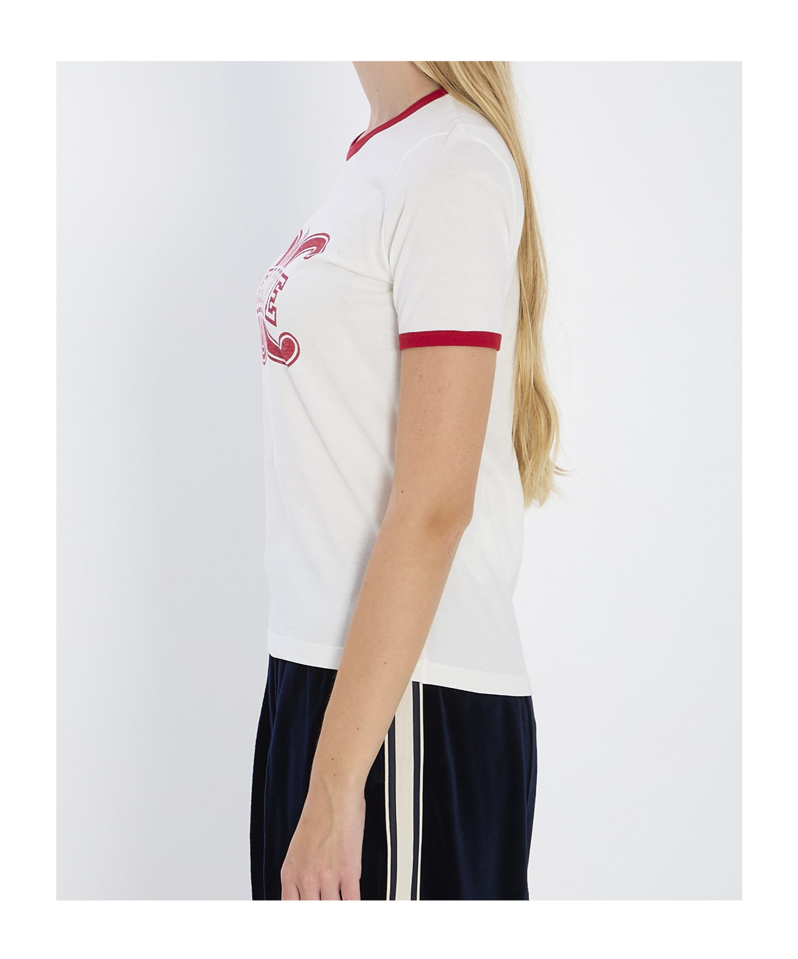 Celine Retro Inspired T-shirt Contrast Trim In White