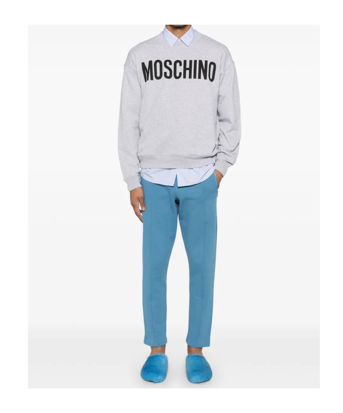 Moschino Elastic Waist Casual Pants In Blue