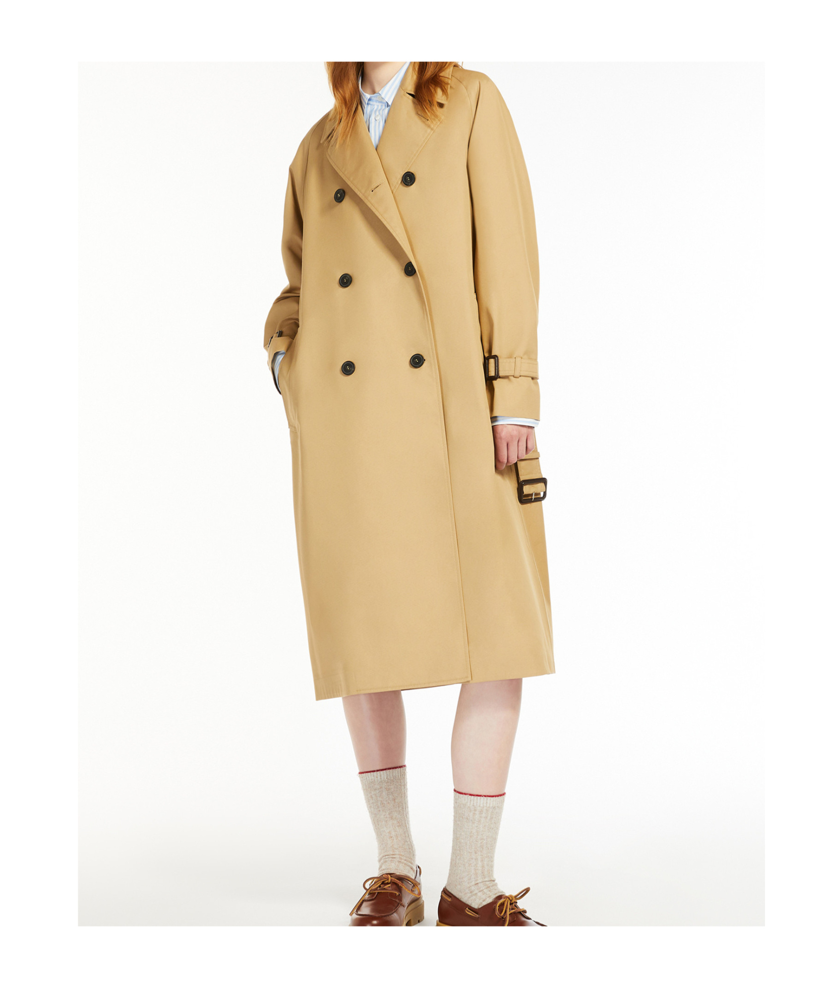 Weekend Max Mara Canasta Reversible Gabardine Trench Coat In Nude