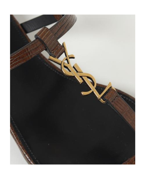 SAINT LAURENT CASSANDRE-PLAQUE LEATHER SANDALS