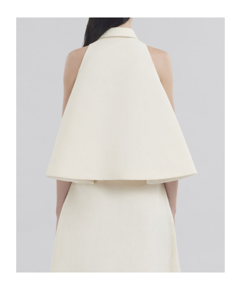 Marni Sleeveless A-line Collared Embroidered Top In White