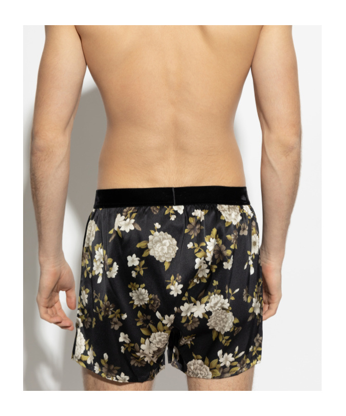 Tom Ford Floral Pattern Underwear In Black