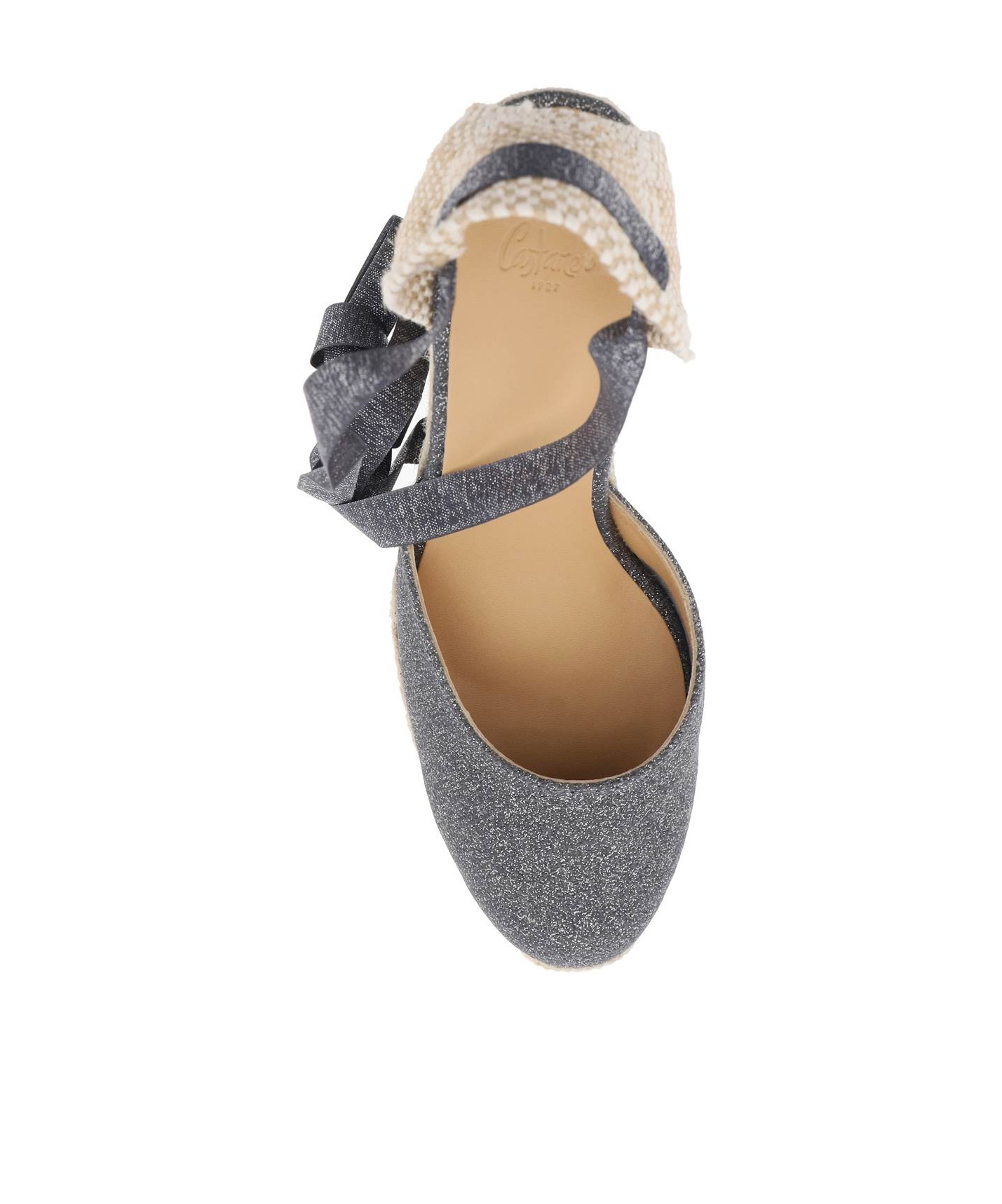 Castaã±er Castaner Lurex Carina Wedge Espadrilles In Nude