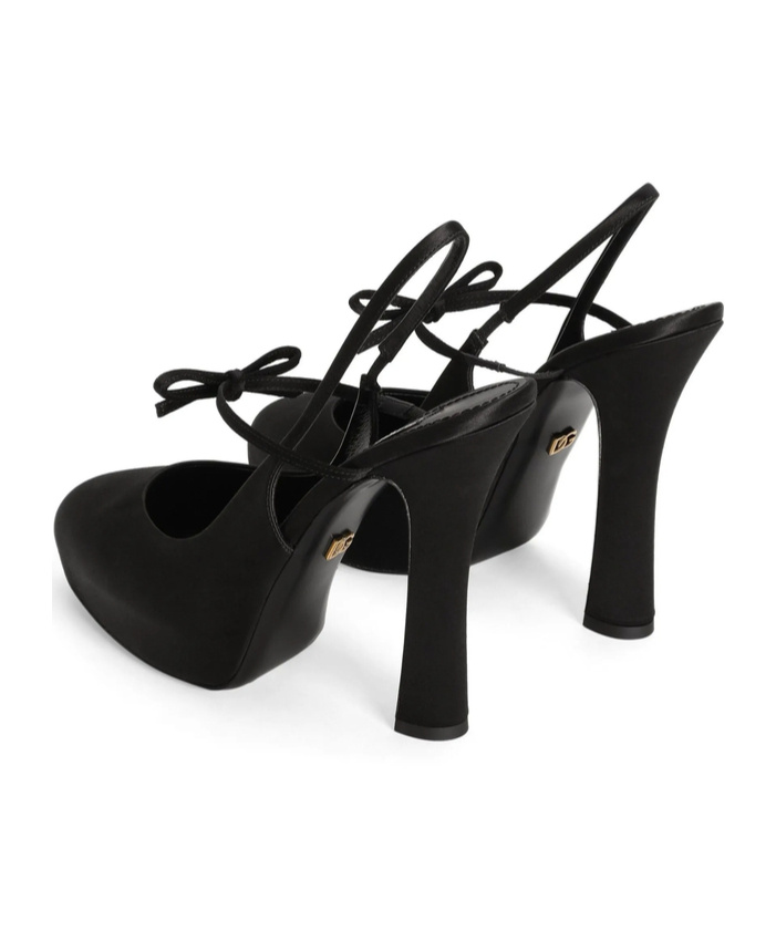 Dolce & Gabbana Vally 105 Satin Slingback Pumps In Black