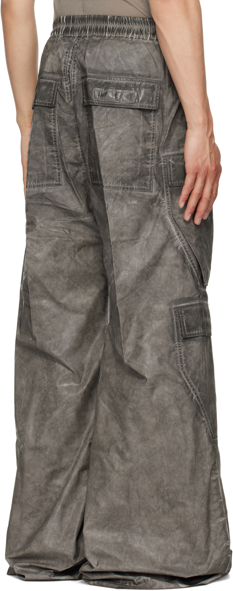 Rick Owens Drkshdw Gray Hollywood Double Cargo Jumbo Belas Pants In Black