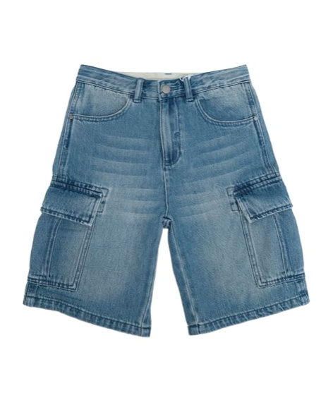 Stella Mccartney Kids Denim Cargo Shorts In Blue