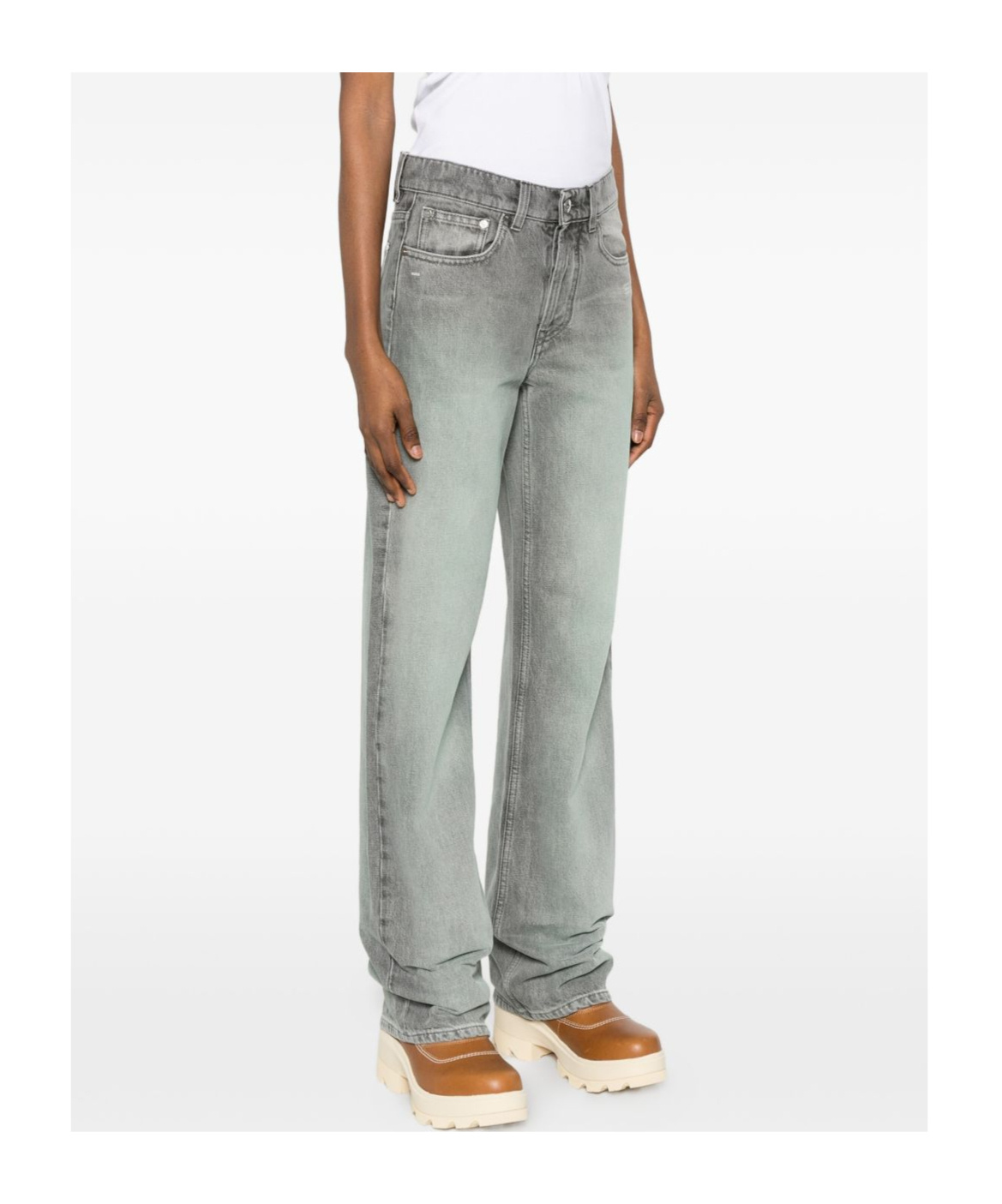 Off-white Logo-patch Jeans In Gray