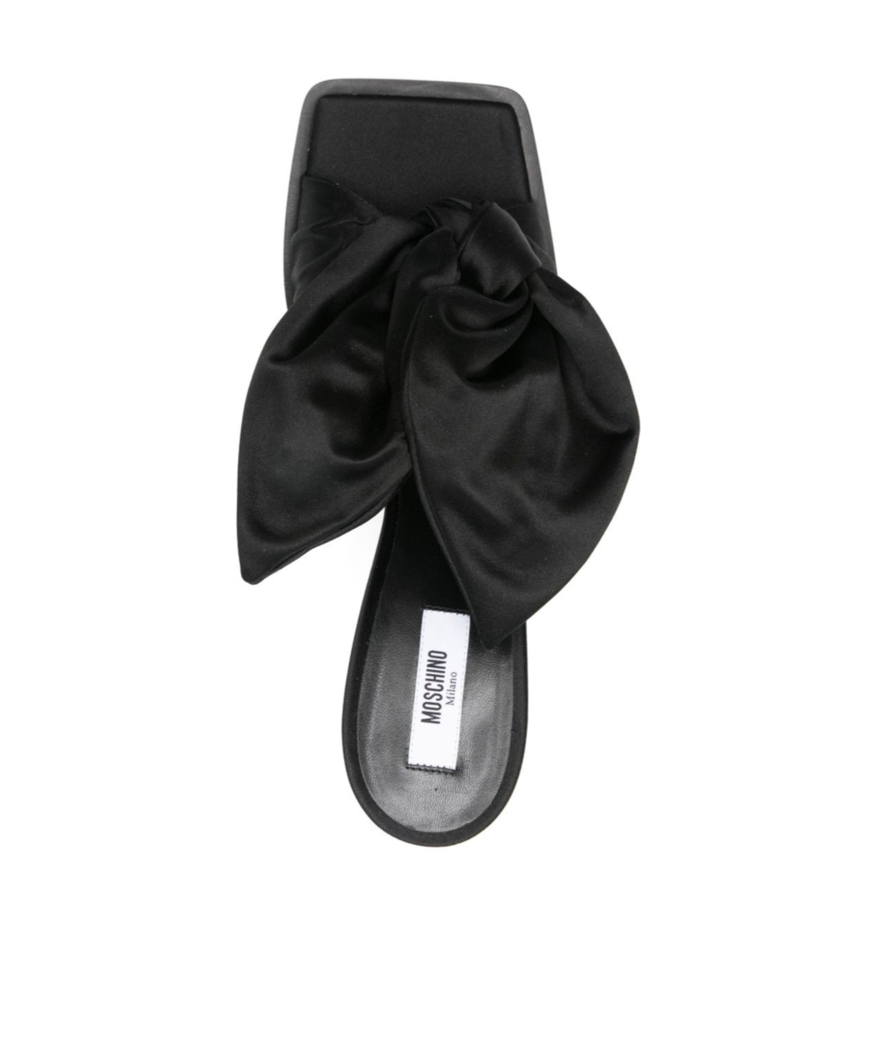 Moschino Satin Mules With Bow Detail And Square Toe In Black