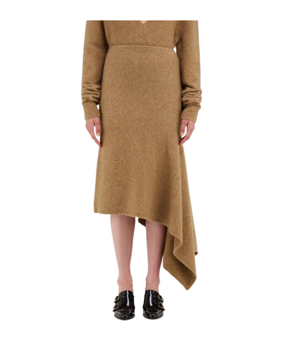 Ferragamo Camel Stretch Alpaca Blend Skirt In Brown