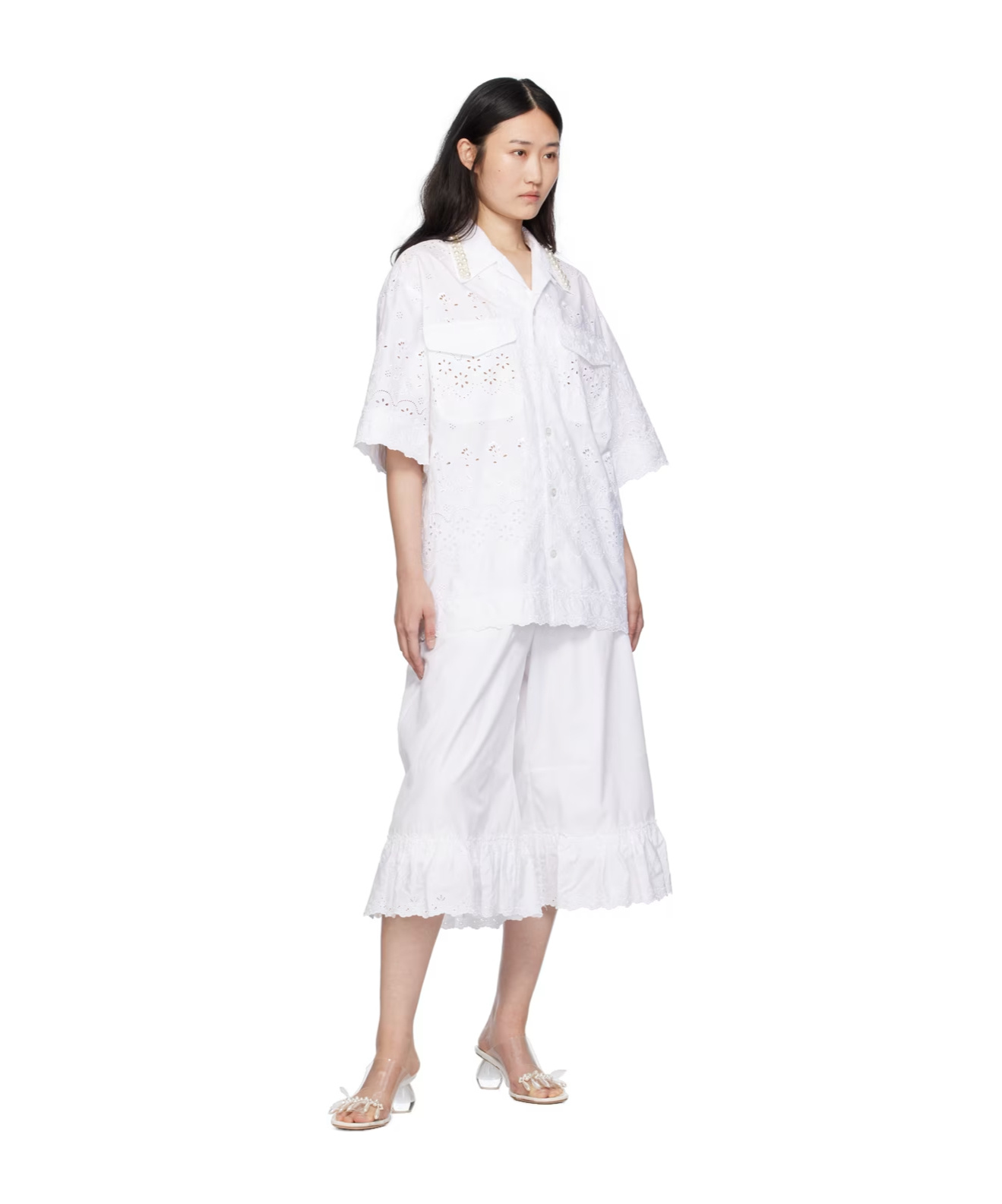 Shop Simone Rocha Broderie Anglaise Cotton Shirt In White