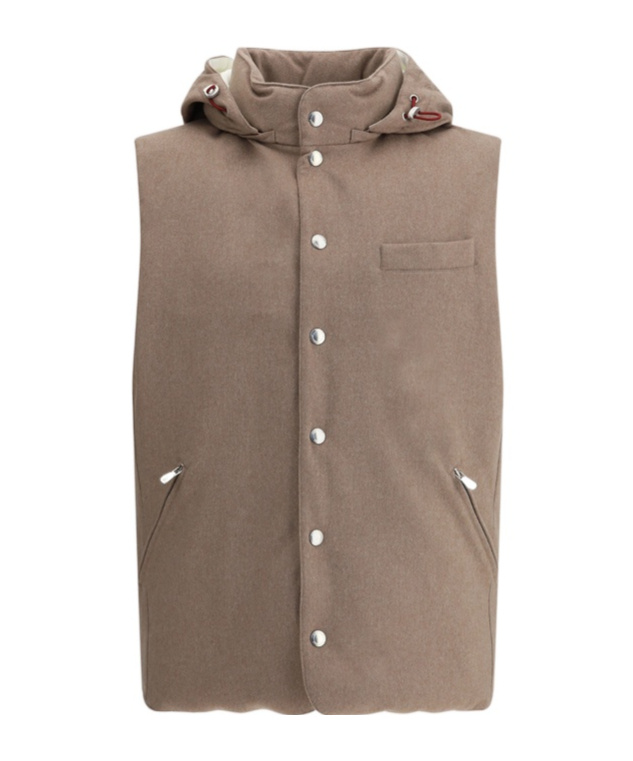 Brunello Cucinelli Sleeveless Hooded Vest In Brown