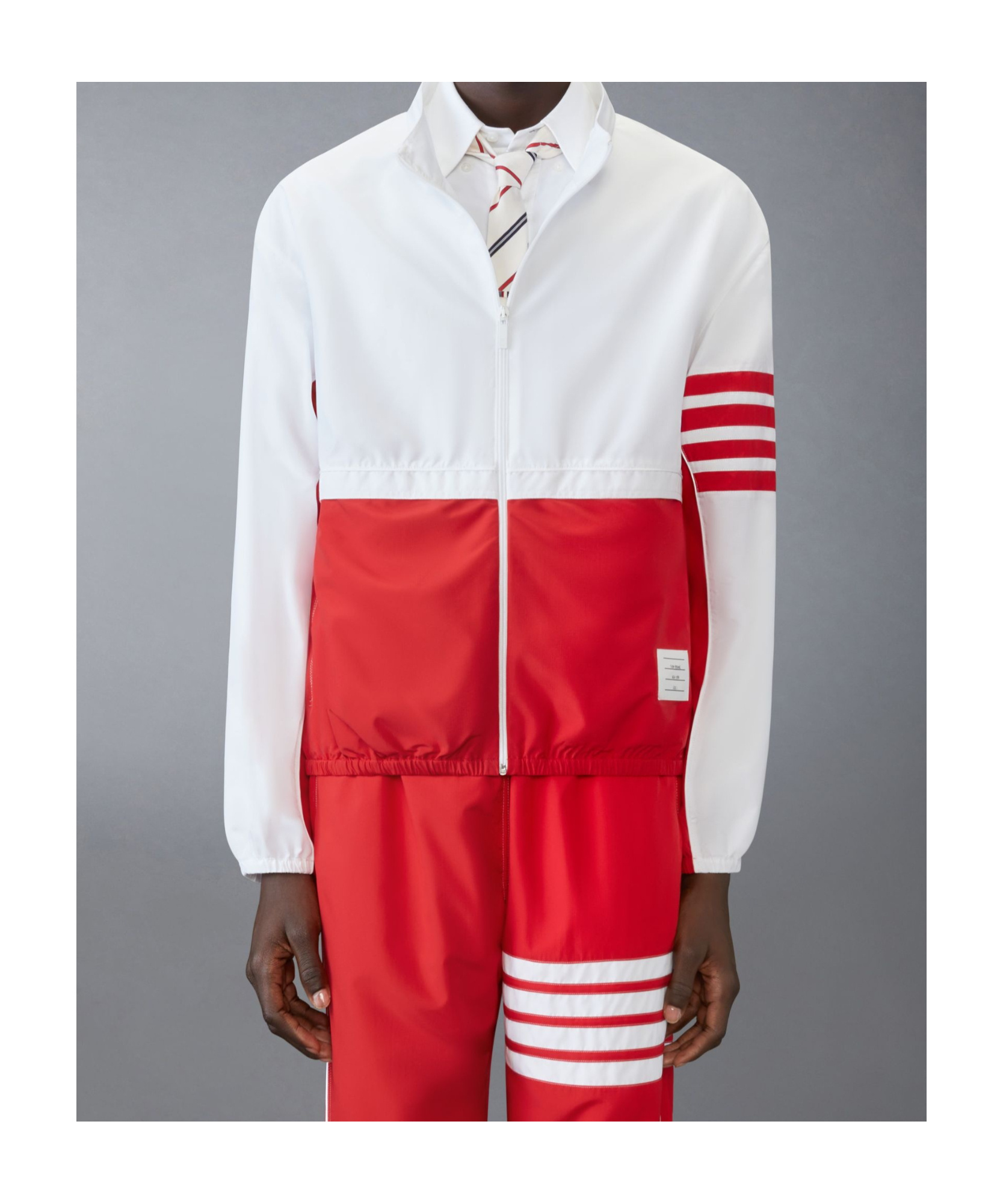 Thom Browne Ripstop-windbreaker Mit Streifen In Red