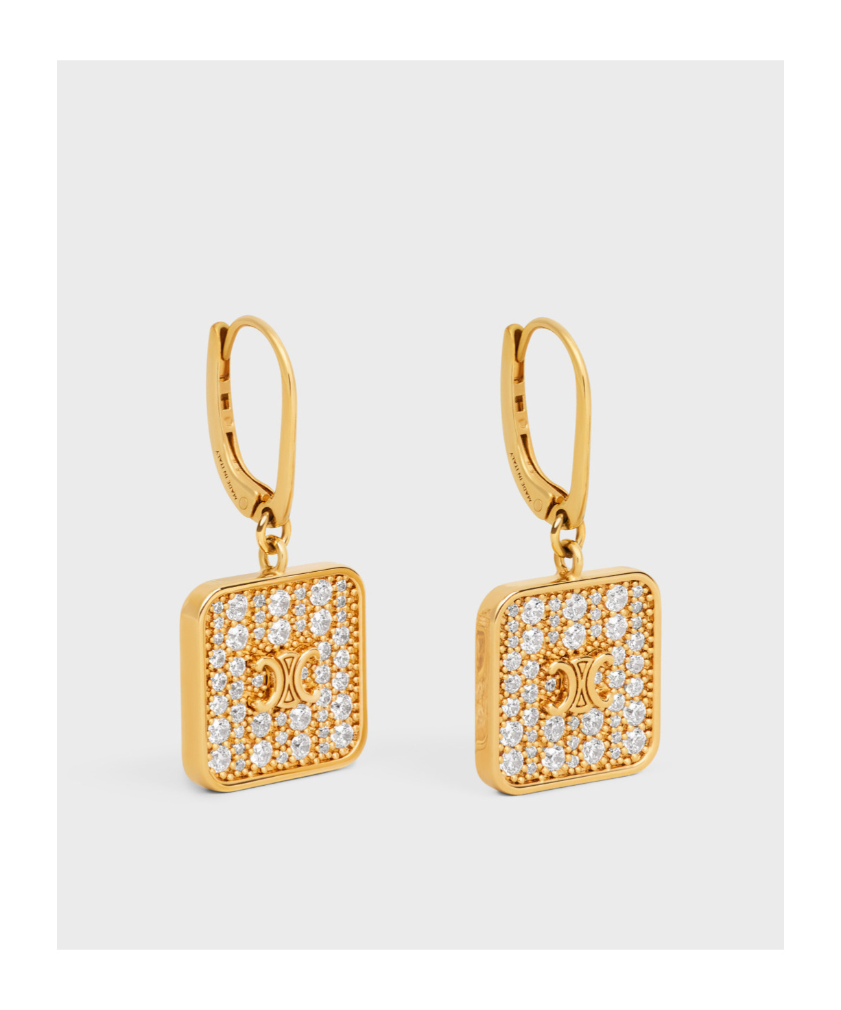 Celine Logo Earrings In Yellow