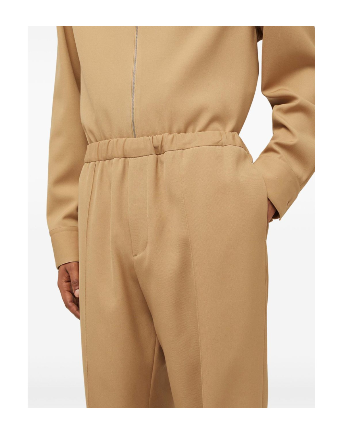 Jil Sander Elasticated-waist Tapered Trousers In Nude
