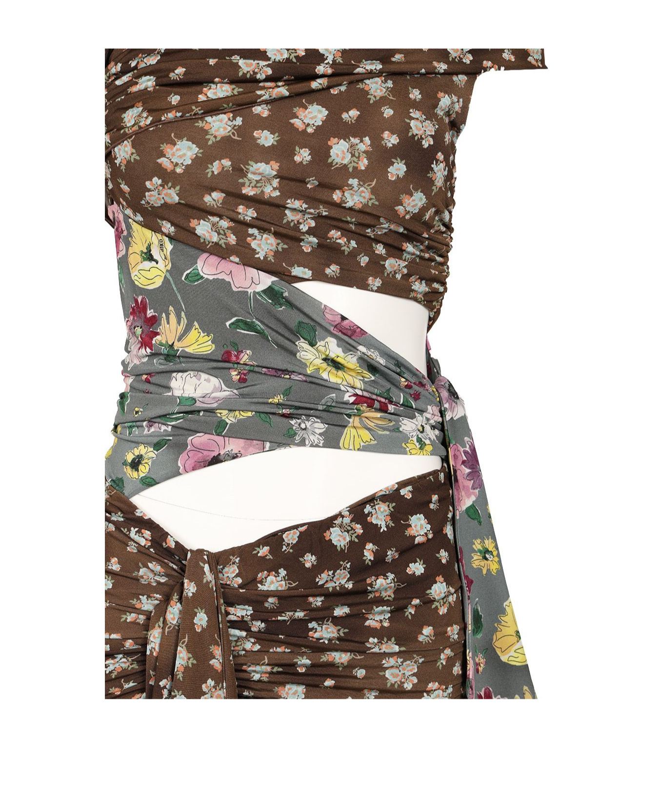 Attico One-shoulder Patchwork Mini Dress In Multi