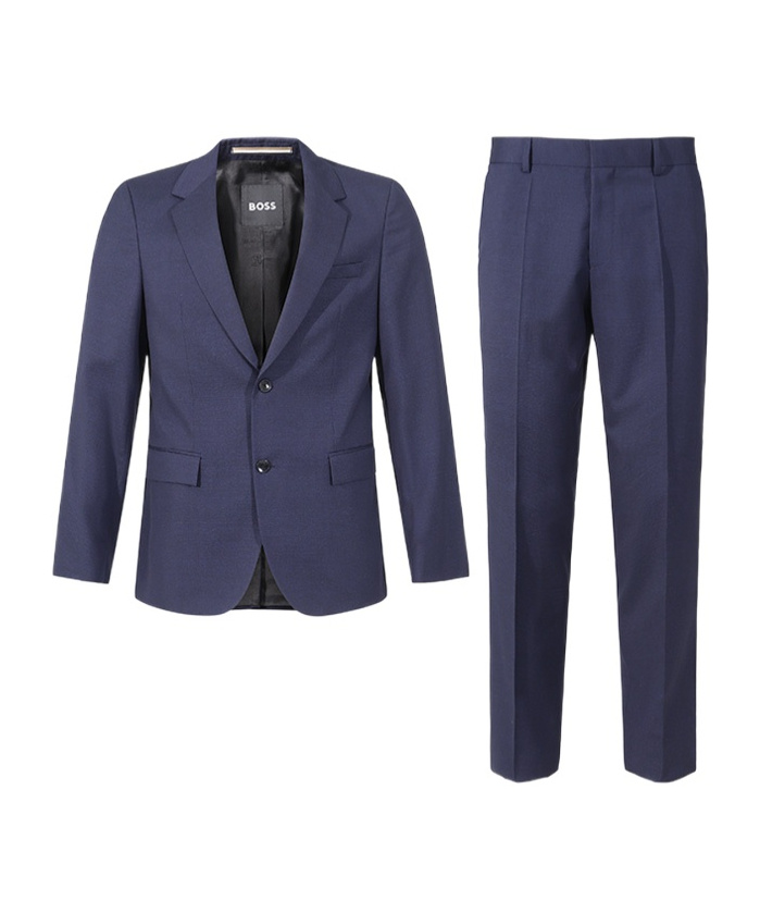 Hugo Boss Long-sleeved Blazer And Belt-loop Trouser Set In Blue