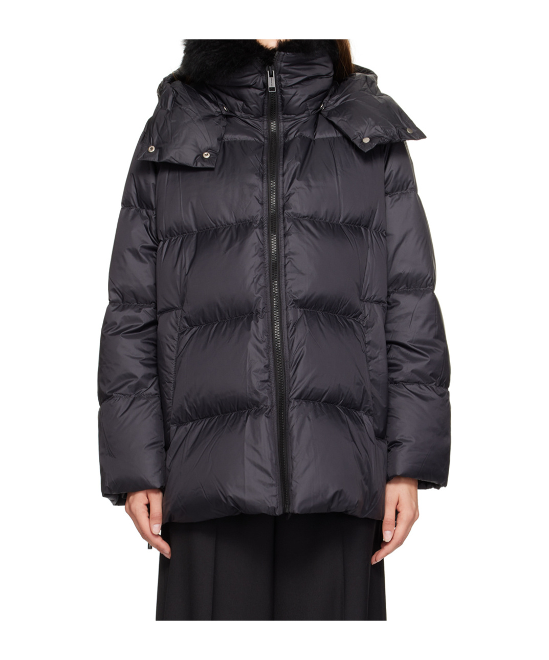 Yves Salomon Quilted Long-sleeved Down Jacket In Black