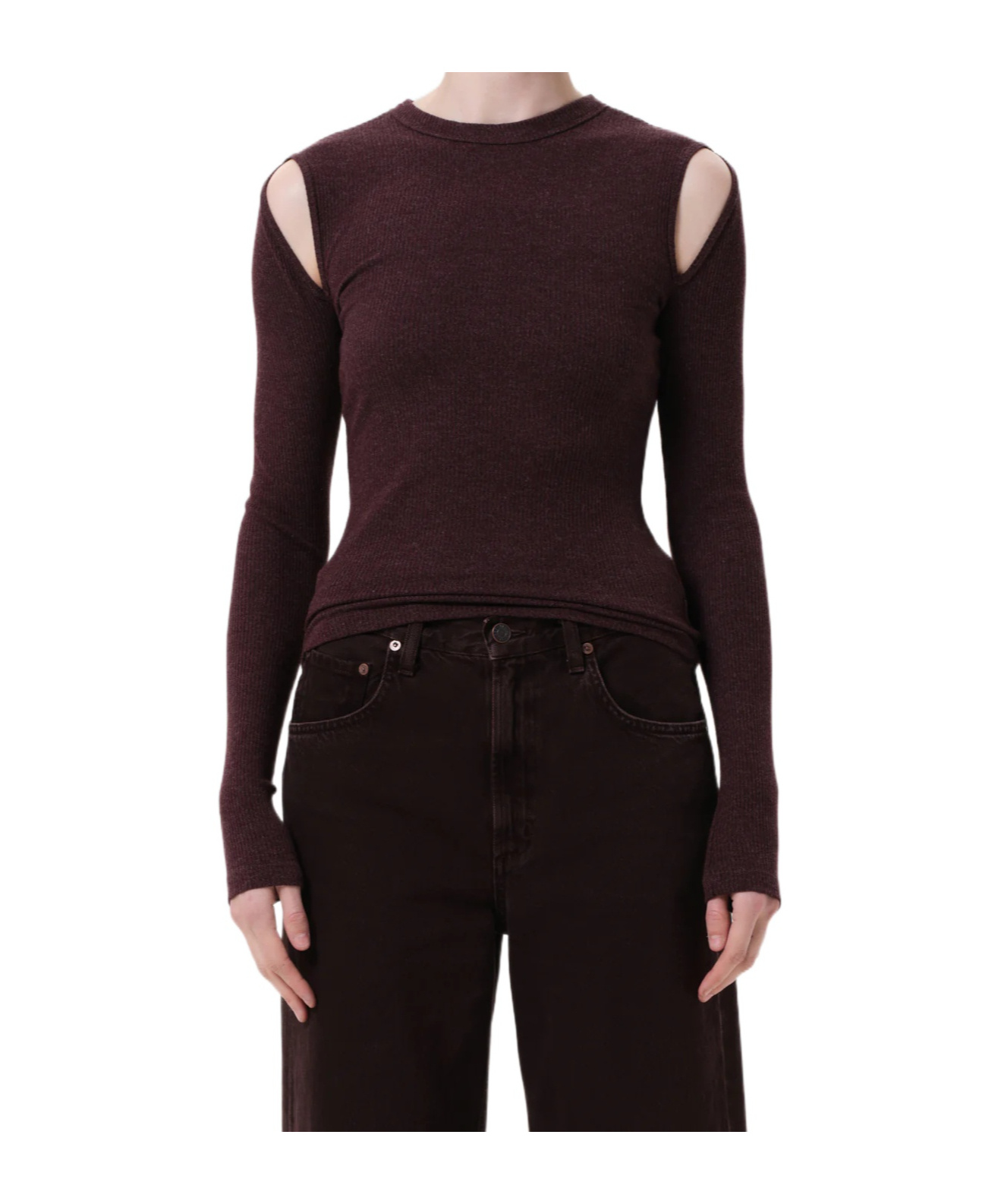 Agolde Pierce Cut-out Longsleeve T-shirt In Black