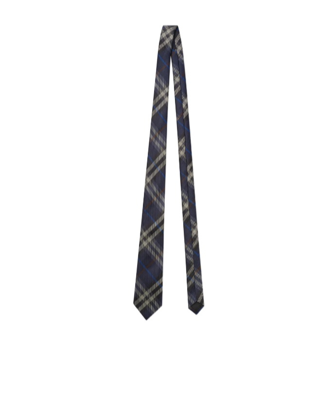 Burberry Checked Pointed-tip Tie In Blue