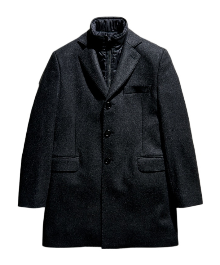 Fay Easy Db Single-breasted Layered Coat In Black
