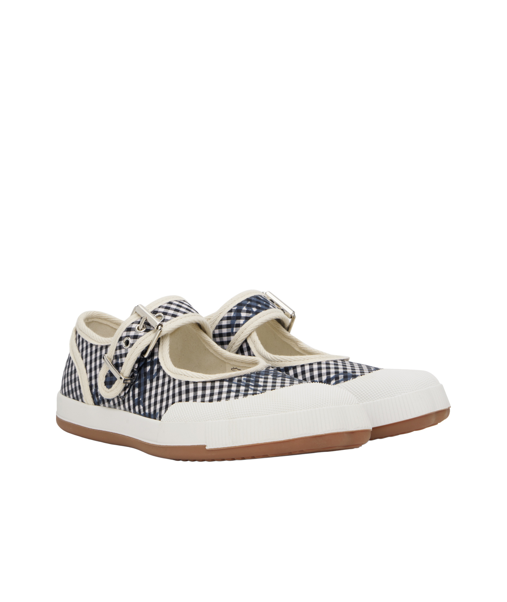 Vivienne Westwood Black & White Animal Gym Bar Ballerina Flats In Gingham/vw Bla