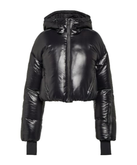 Aztech Mountain Daisy Nuke Cropped Quilted Glossed-shell Down Jacket In Black
