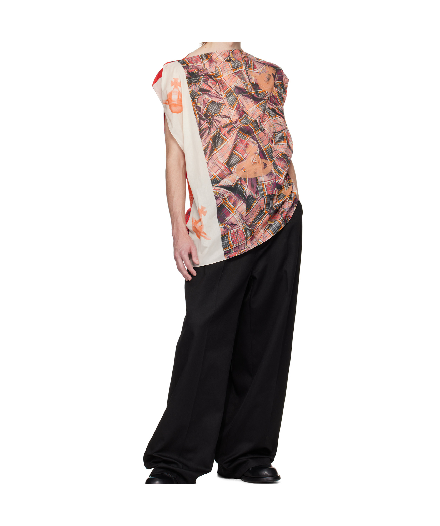 Vivienne Westwood Tartan Orb Beach Top Tartan Drapped Orb Orange Os-u Unisex In Multicolor