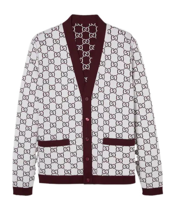 Gucci Double-sided Gg Wool Jacquard Cardigan In Brown