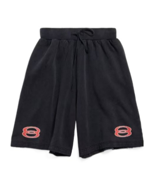 Balenciaga Vintage Effect Drawstring Shorts In Black