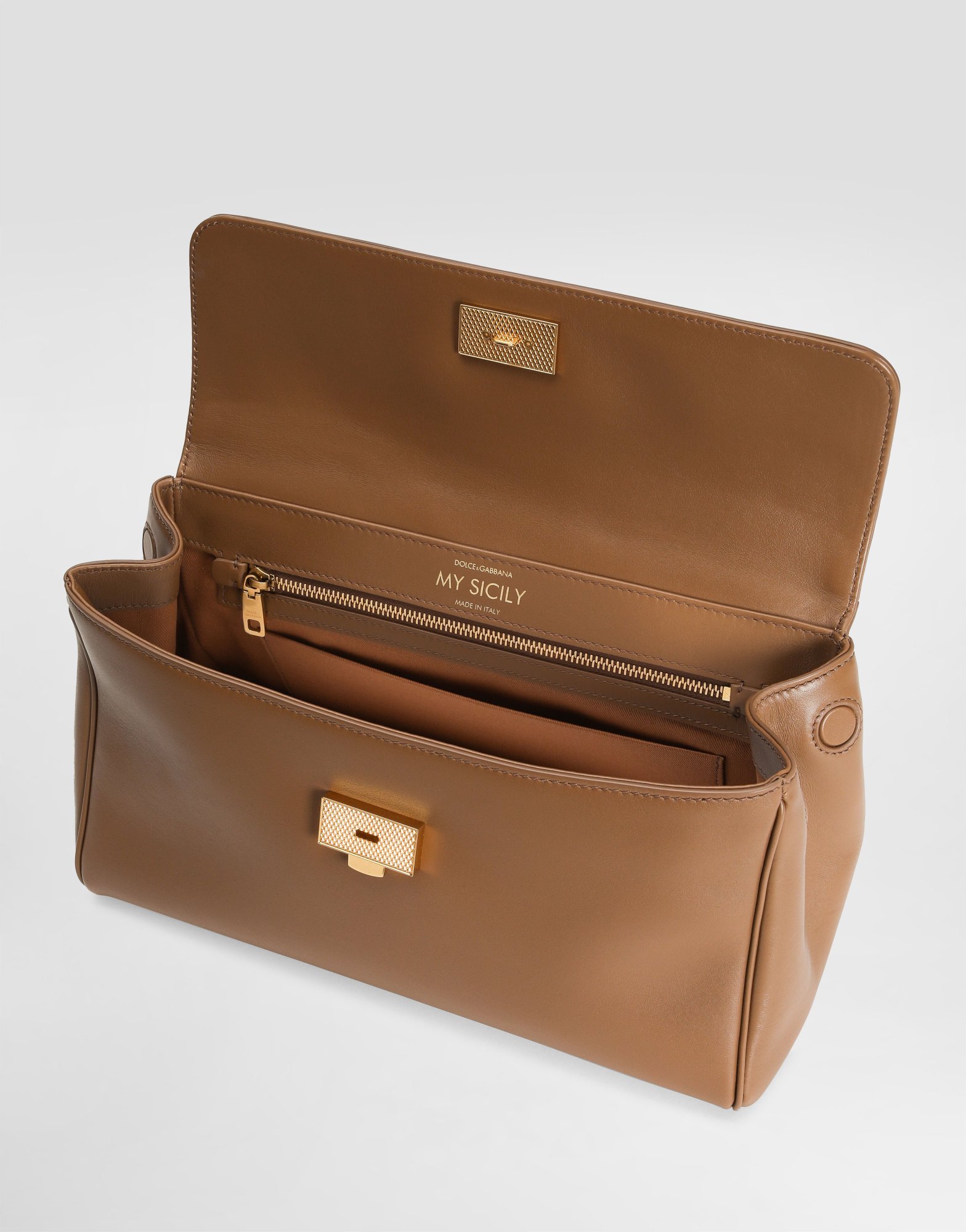 Dolce & Gabbana Handbag Soft Leather Padlock Detail In Neutral