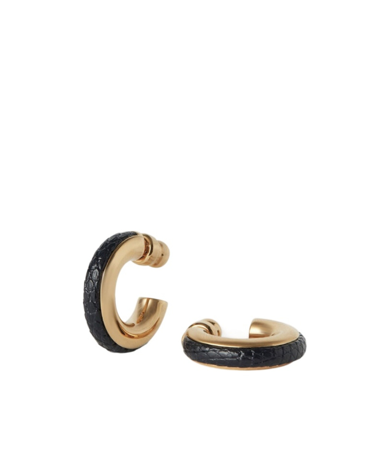 Loro Piana Double Ring Earrings In Navy Blue/sun Gold
