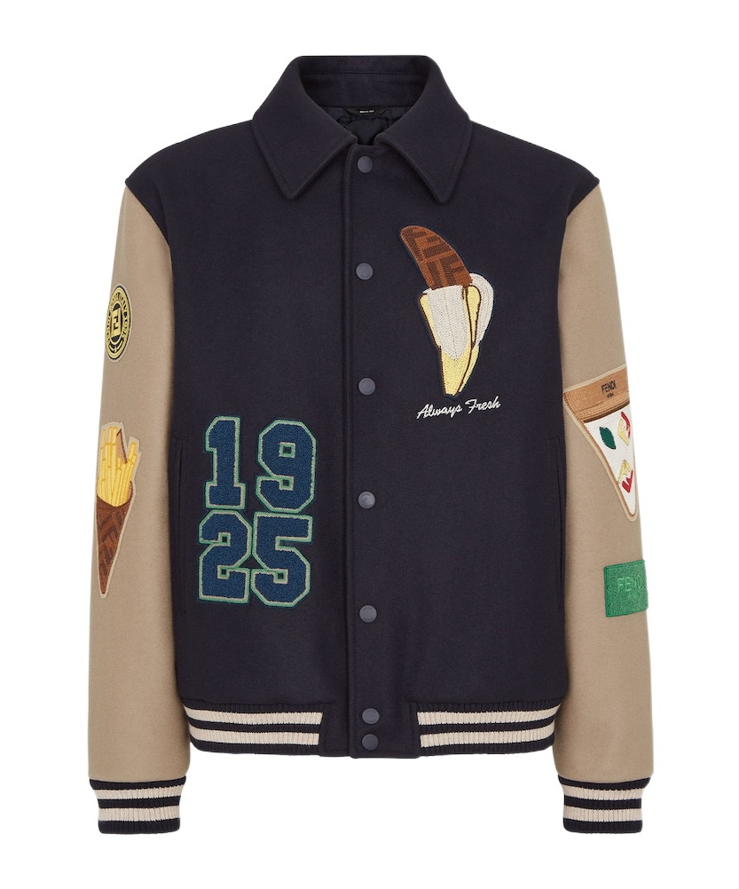 Fendi College-style Bomber Jacket In Black