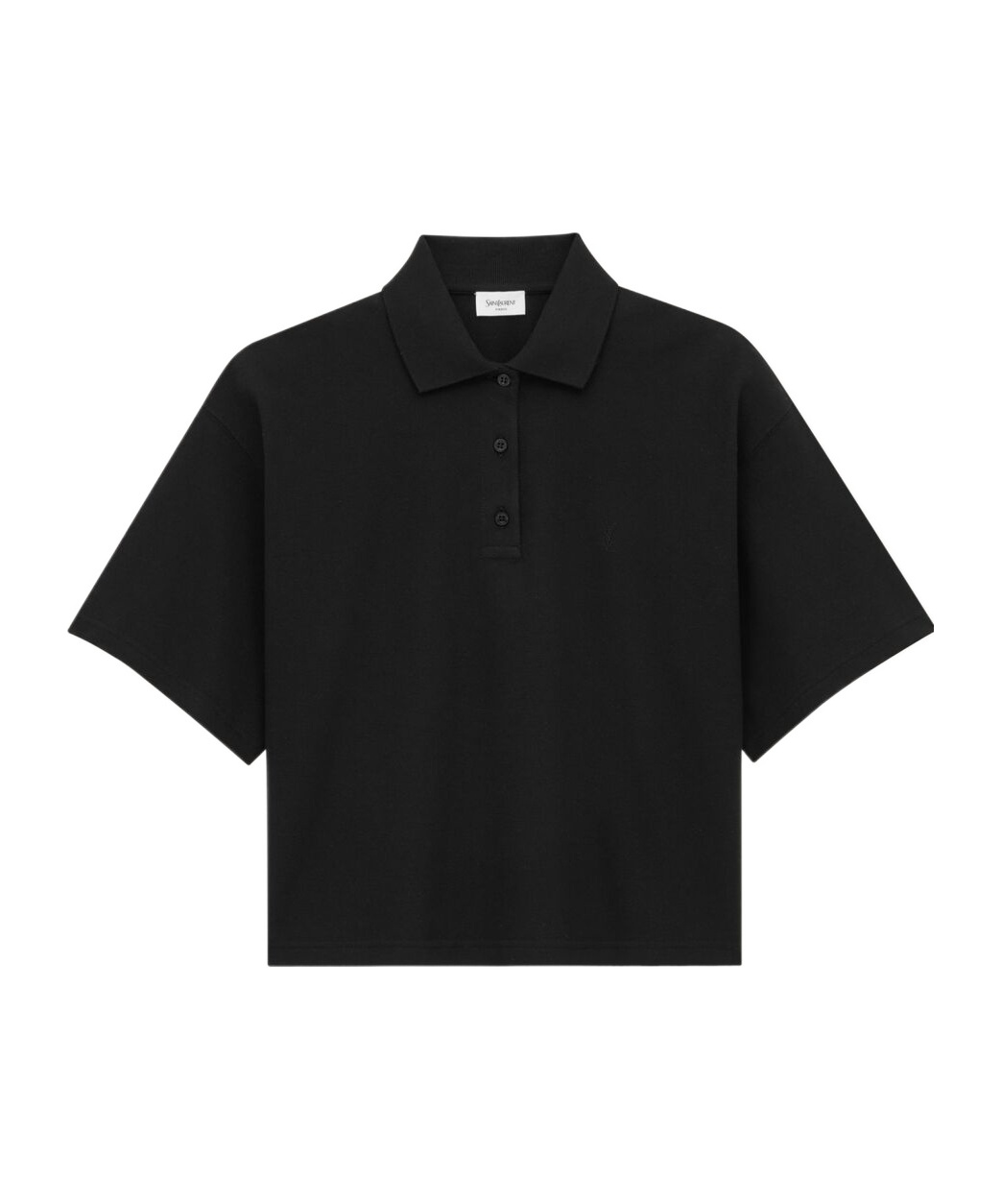Saint Laurent Cassandre Boxy Polo T-shirt In Black