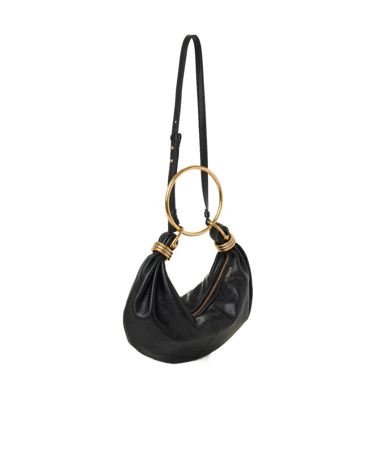 Shop Chloé Small Bracelet Hobo Shoulder Bag In Black