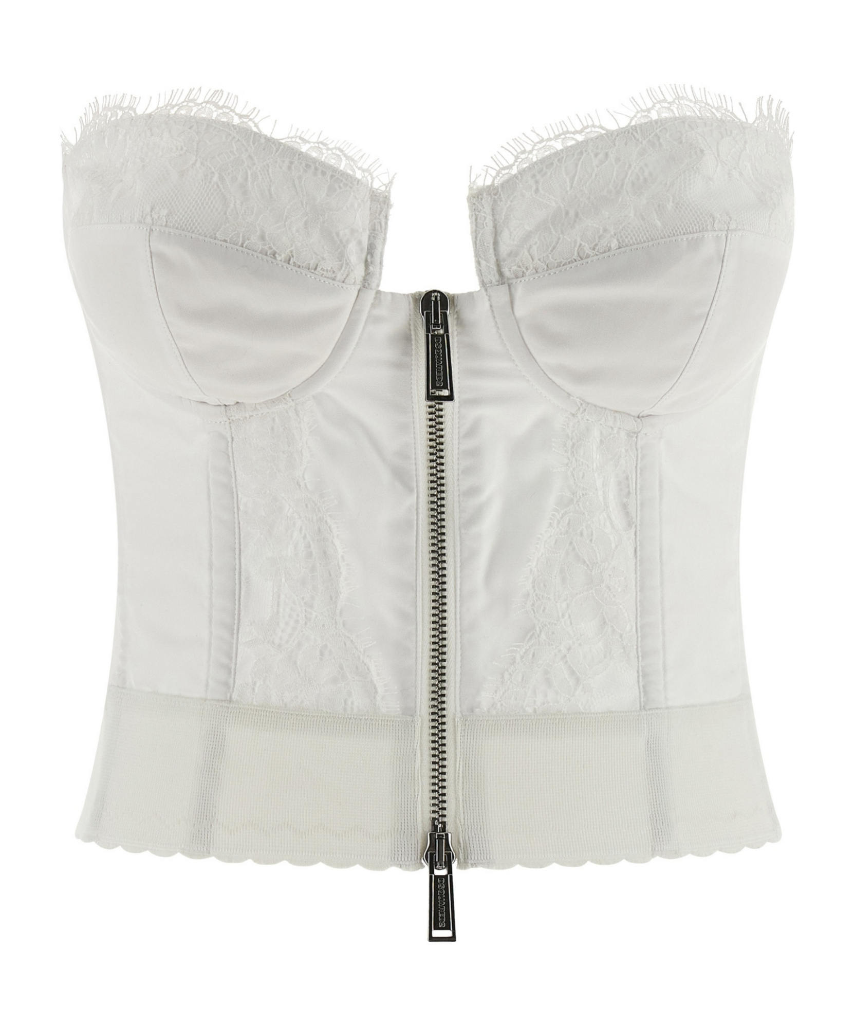 Dsquared2 Off-the-shoulder Bustier Top With Lace And Tulle Detailing In White