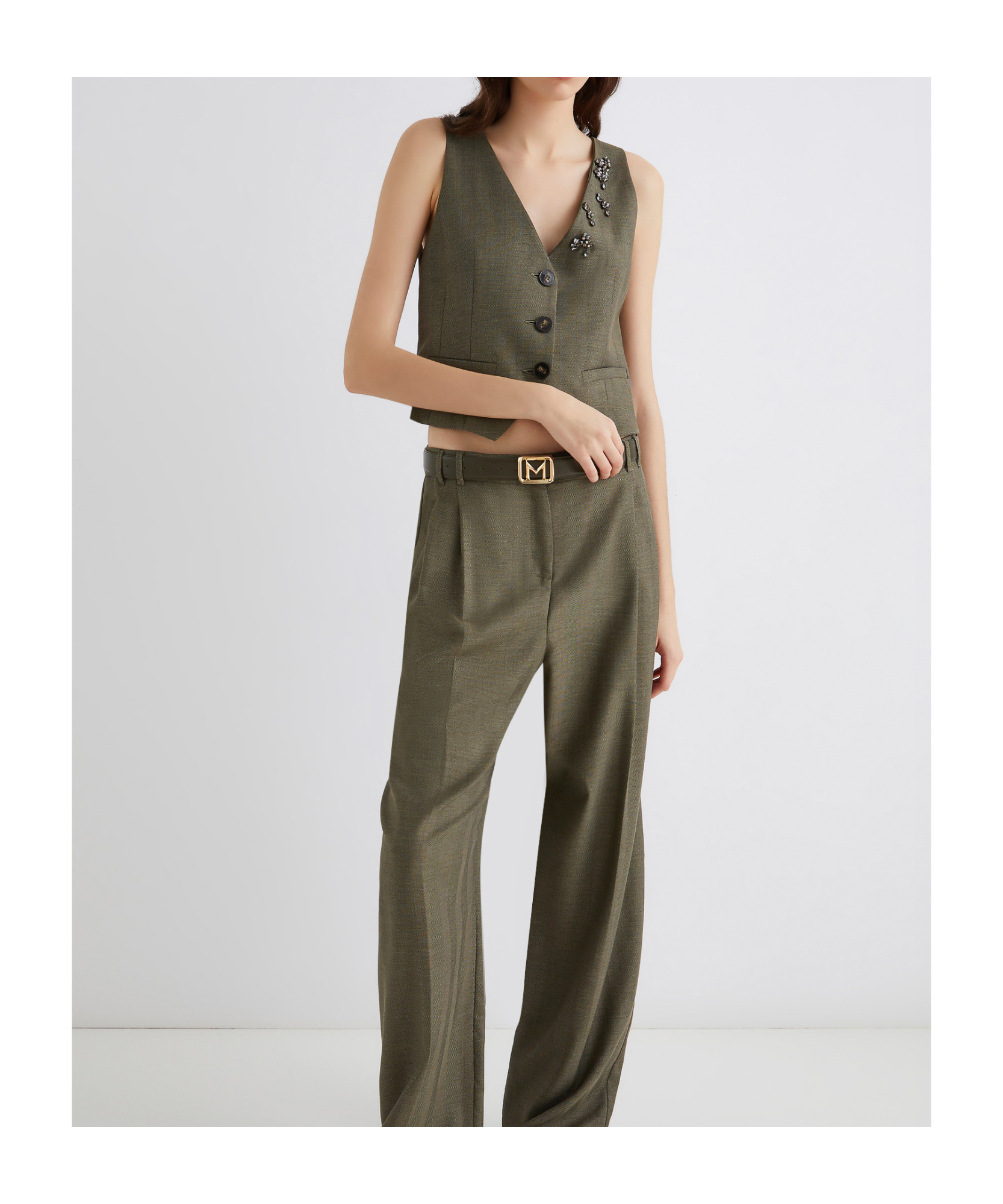 Marella Fluid Twill Gilet In Brown