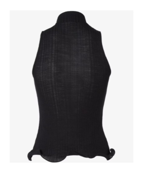 Fendi High Neck Sleeveless Ribbed Top In Black
