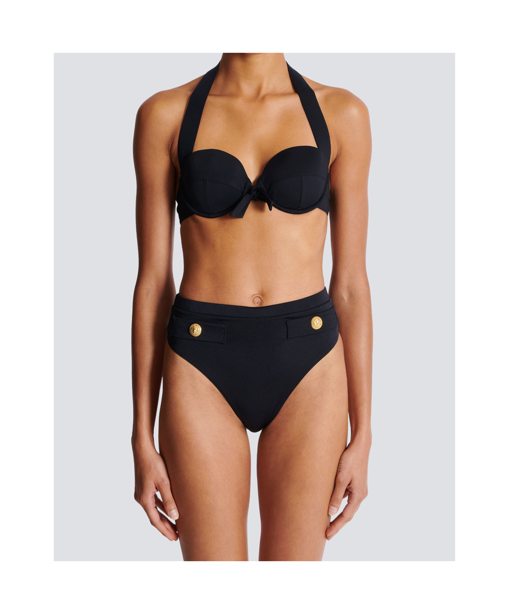 Balmain Embossed-buttons Bikini In Black
