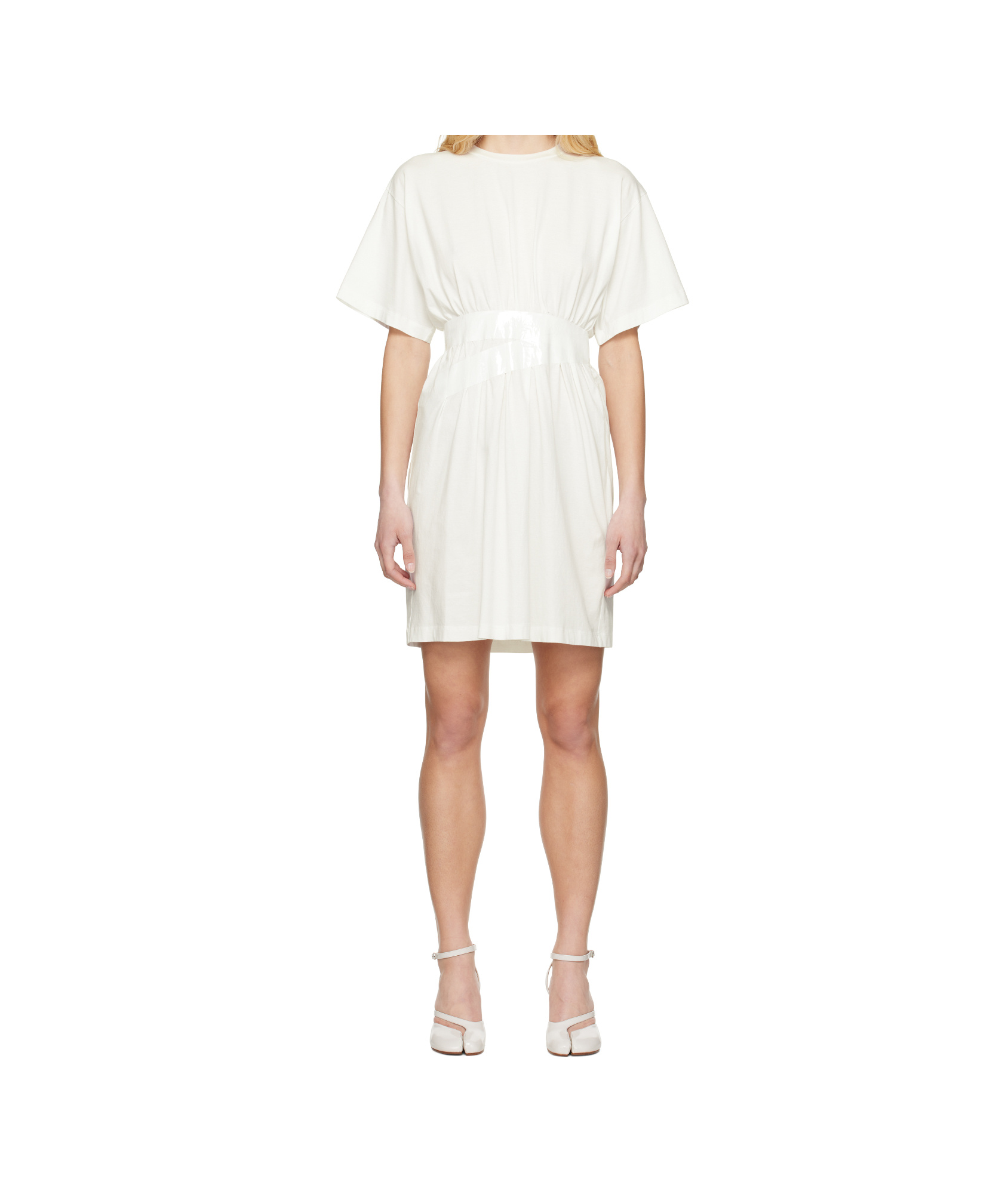 Mm6 Maison Margiela Crew-neck Cotton T-shirt Elastic Waistband In White