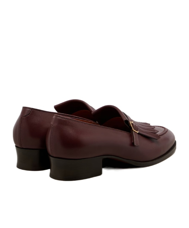 Loro Piana Pennan Fringed Leather Loafers In Burgundy