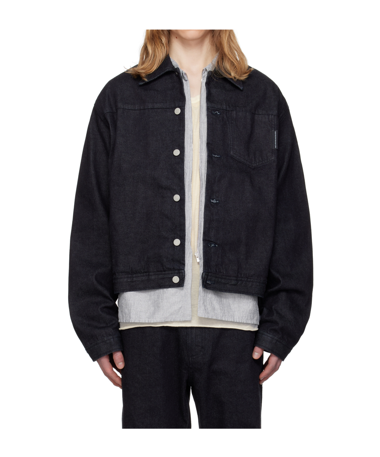 Post Archive Faction (paf) Navy 8.0 Right Denim Jacket In Black