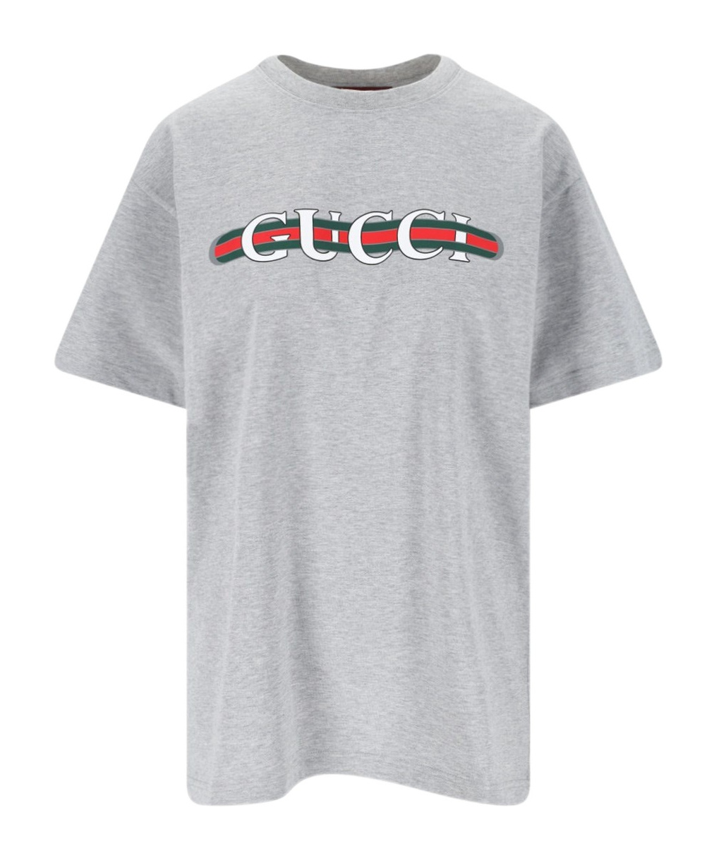 Gucci Cotton Jersey T-shirt With Print In Gray