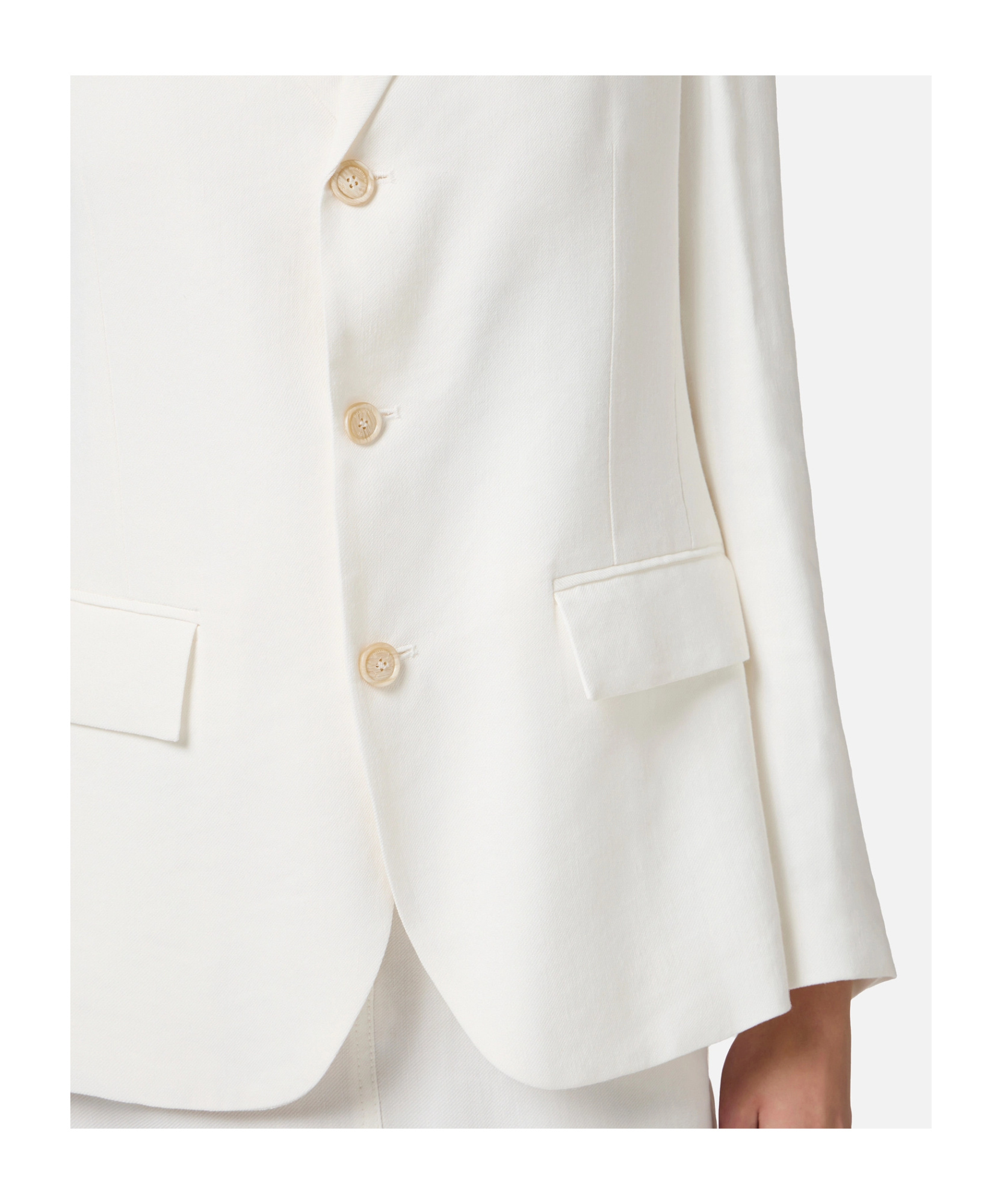 Elisabetta Franchi Linen-blend Gabardine Jacket In Ivory