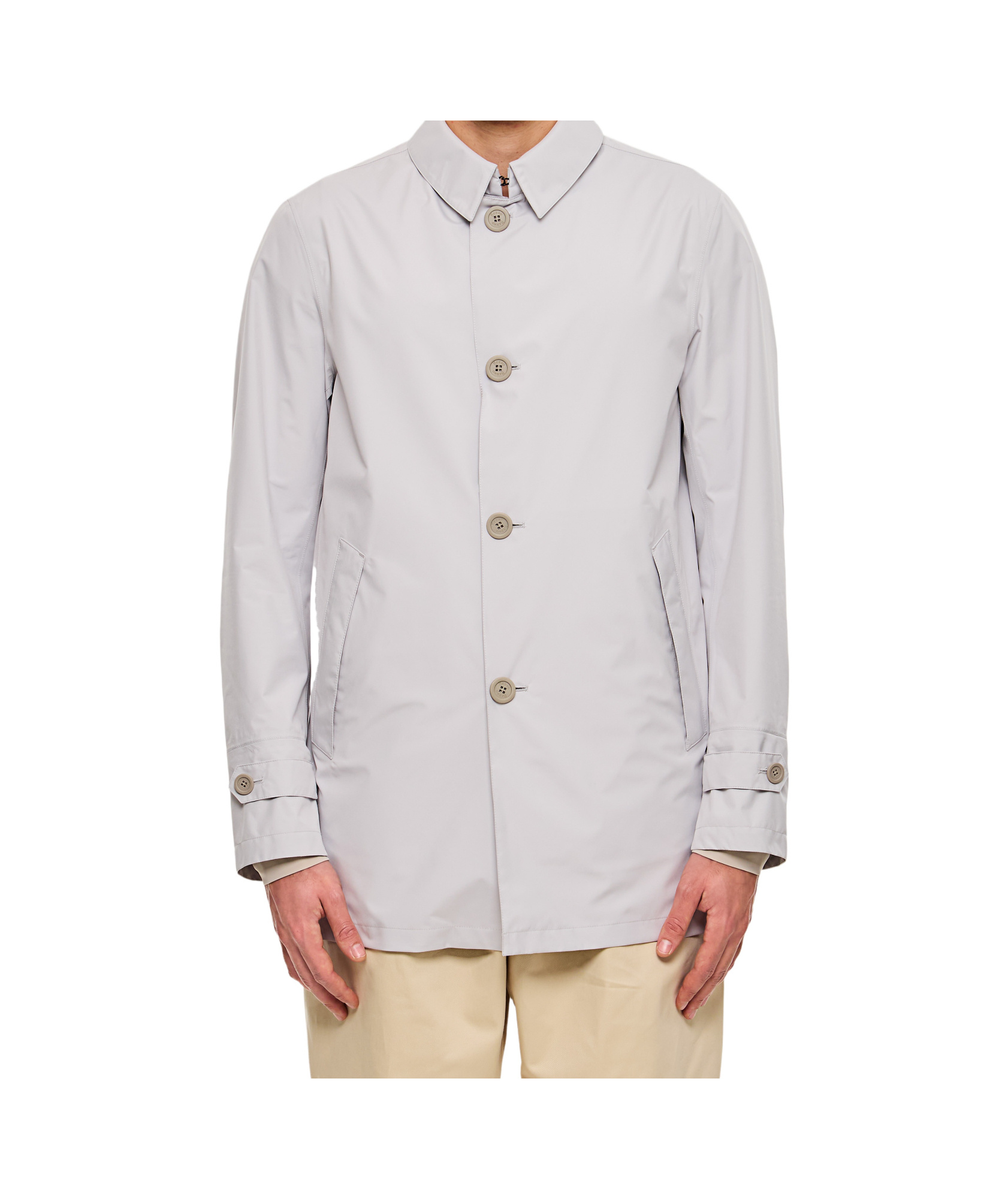 Herno Long Sleeved Button-up Jacket In White