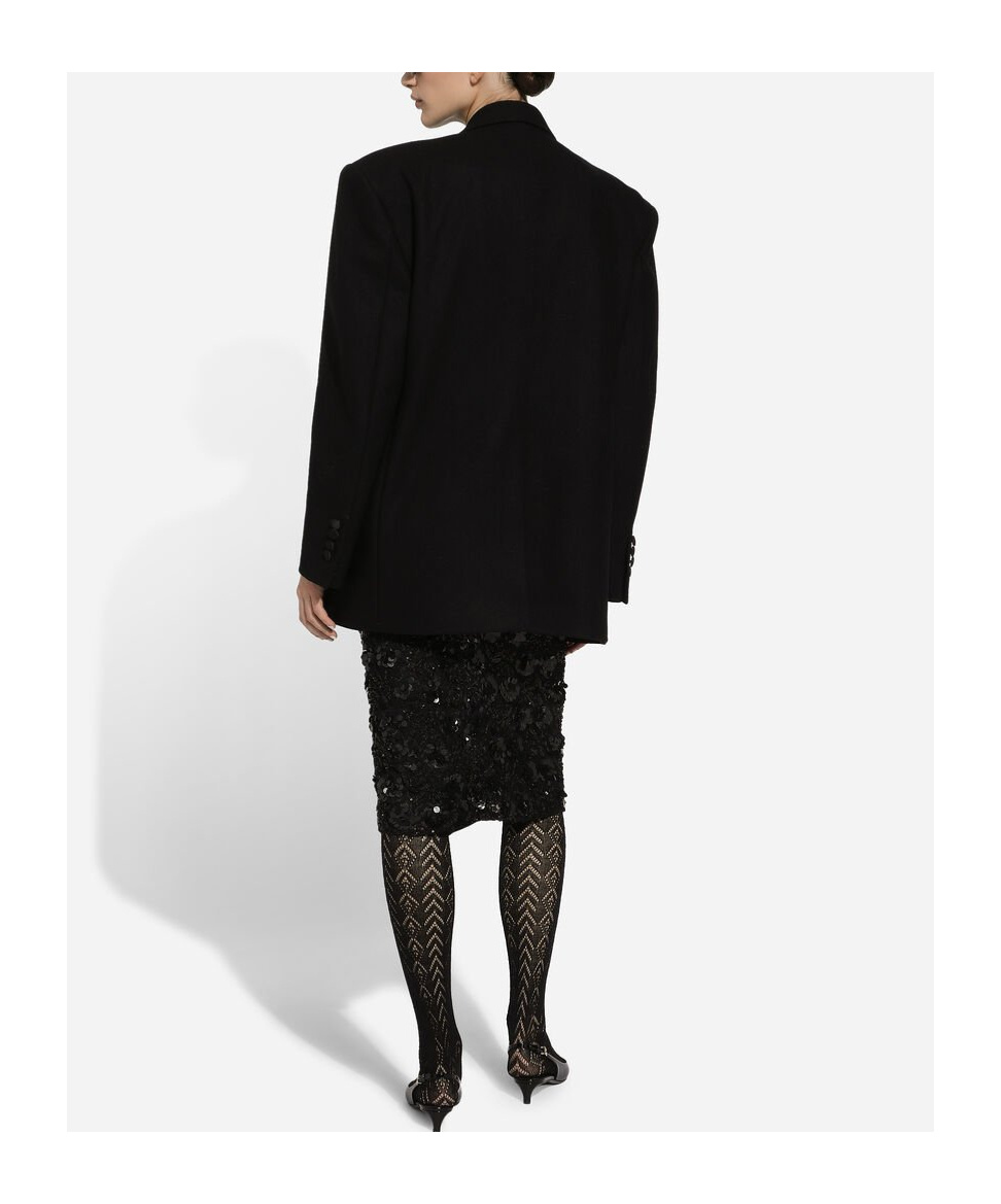 Dolce & Gabbana Lace Midi Skirt With Sequins In Black