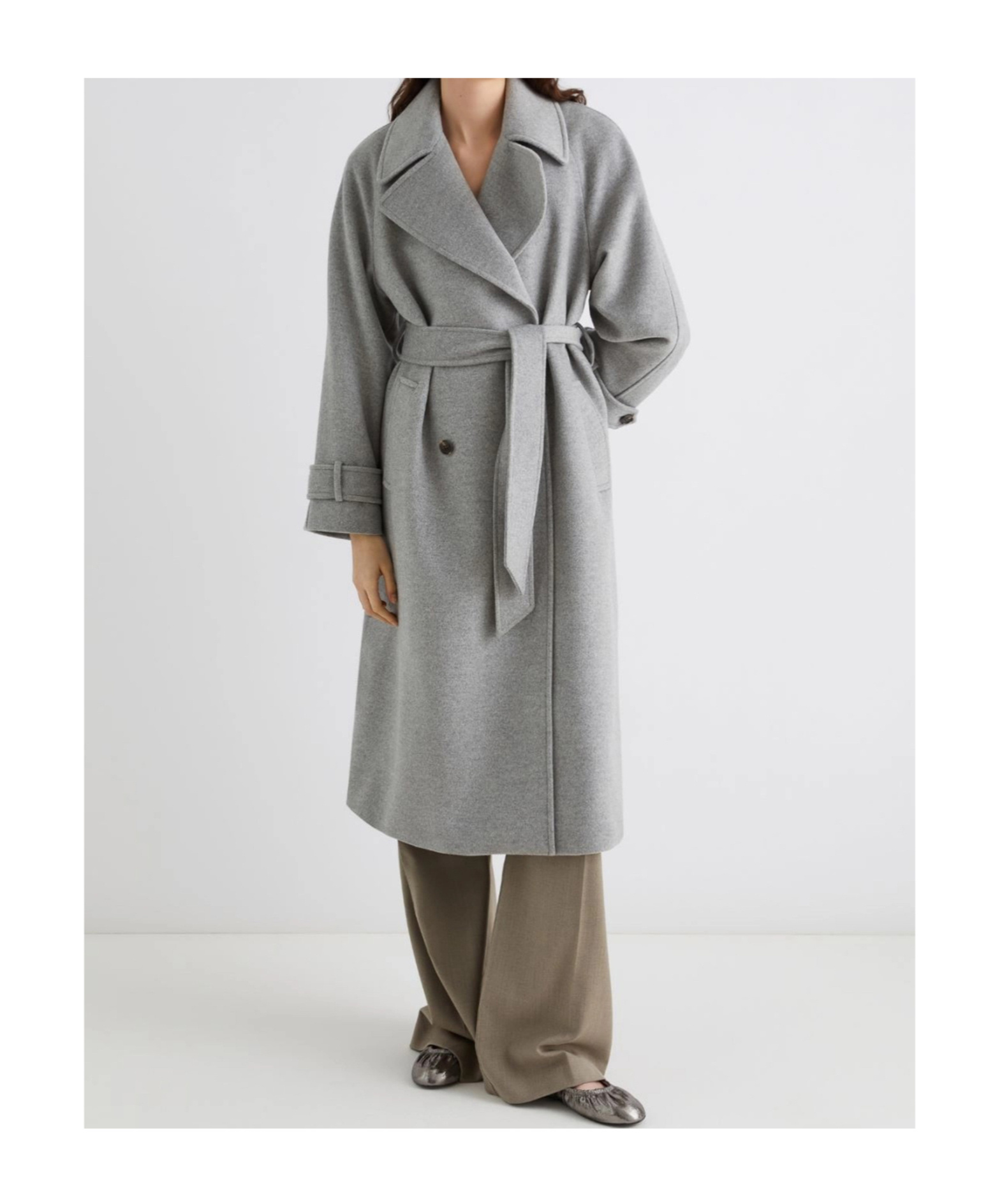 Marella Wool And Cashmere Broadcloth Coat In Gray